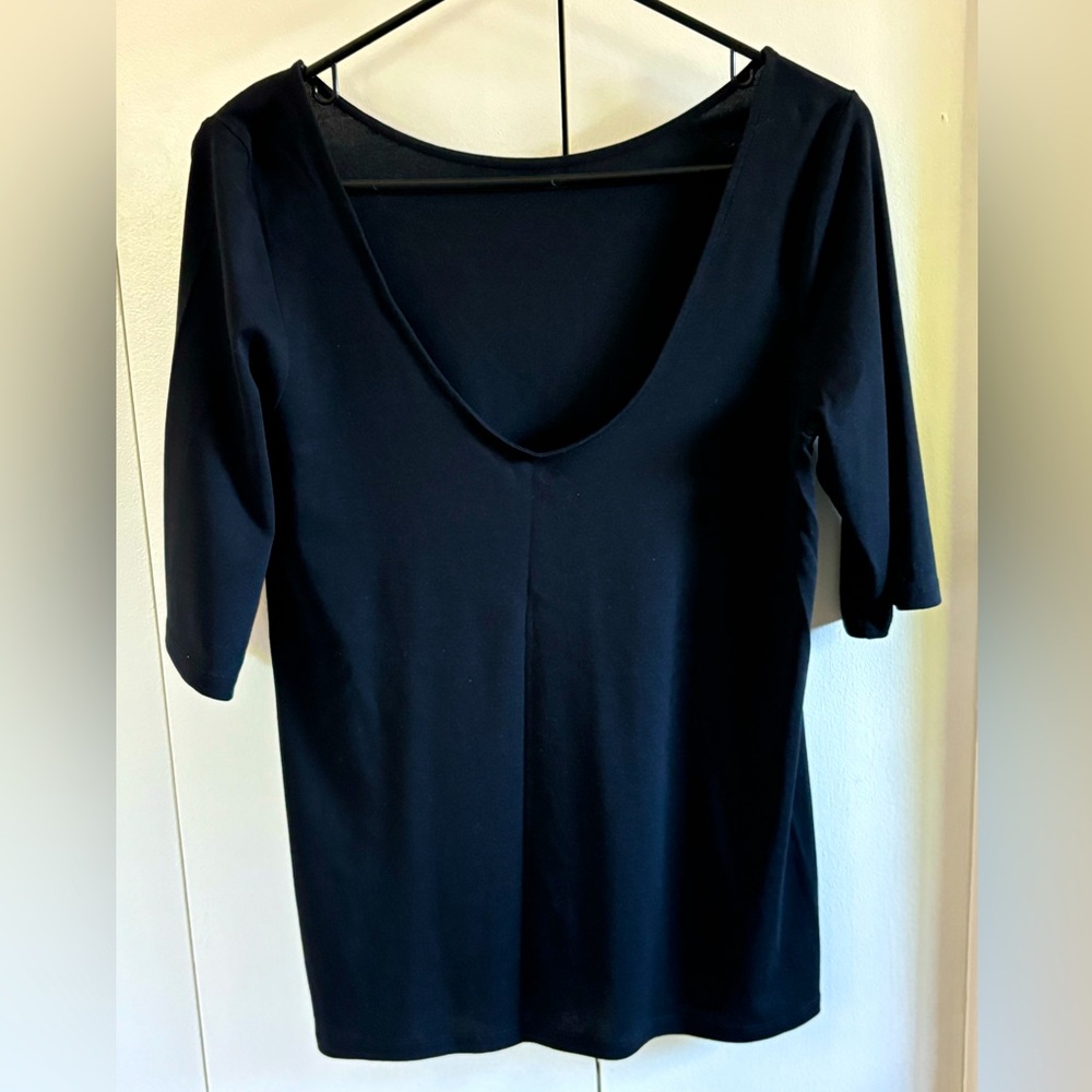 Black Top with Low Back and Elbow Sleeve